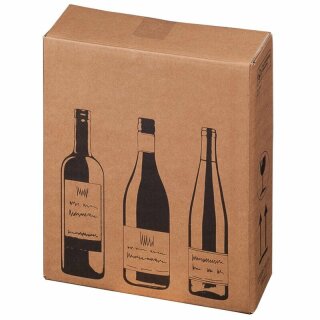 Flaschenkartons PREMIUM | 0,75 L - 1 L für 3 Flaschen | 305 x 108 x 368 mm